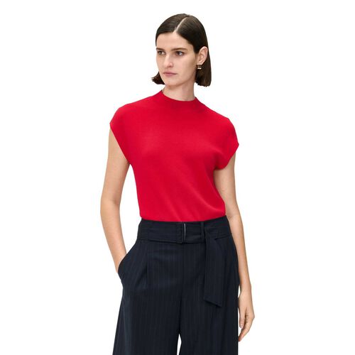 Veronika Maine Red Drop Shoulder Funnel Neck Knit